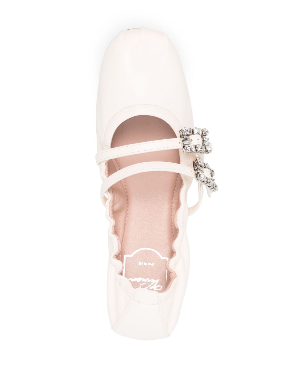 ROGER VIVIER Mini Strap Strass Leather Ballet Flats