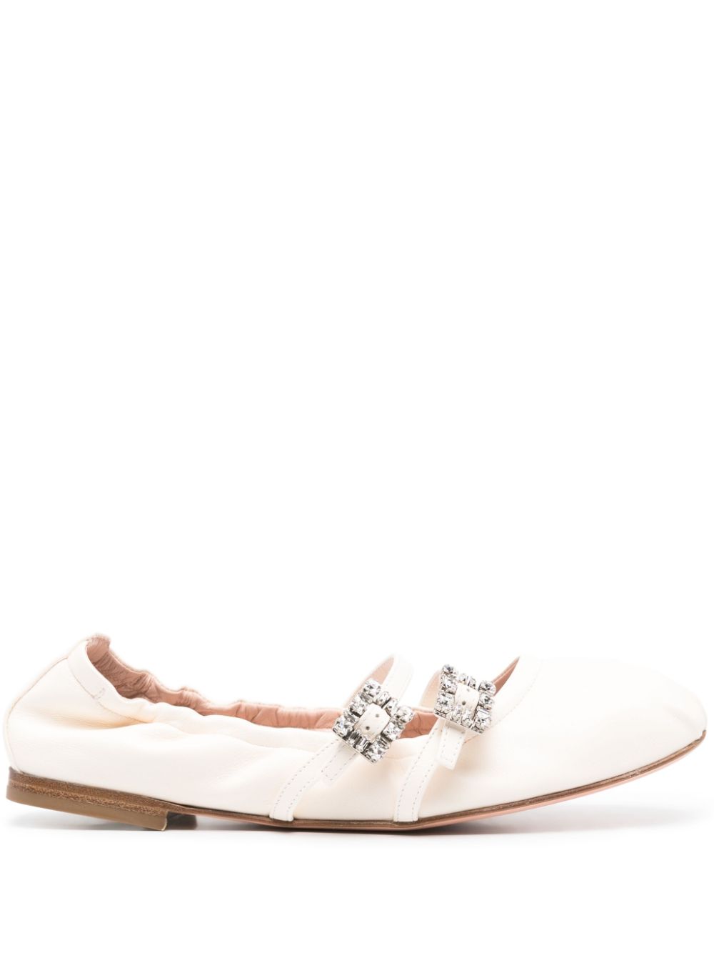 ROGER VIVIER Mini Strap Strass Leather Ballet Flats