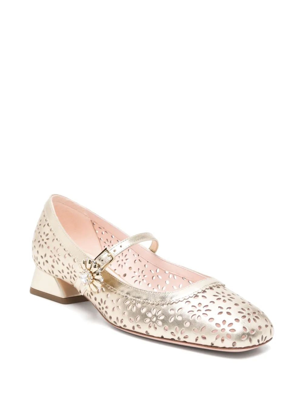 ROGER VIVIER Golden Perforated Ballerina Shoes for Women