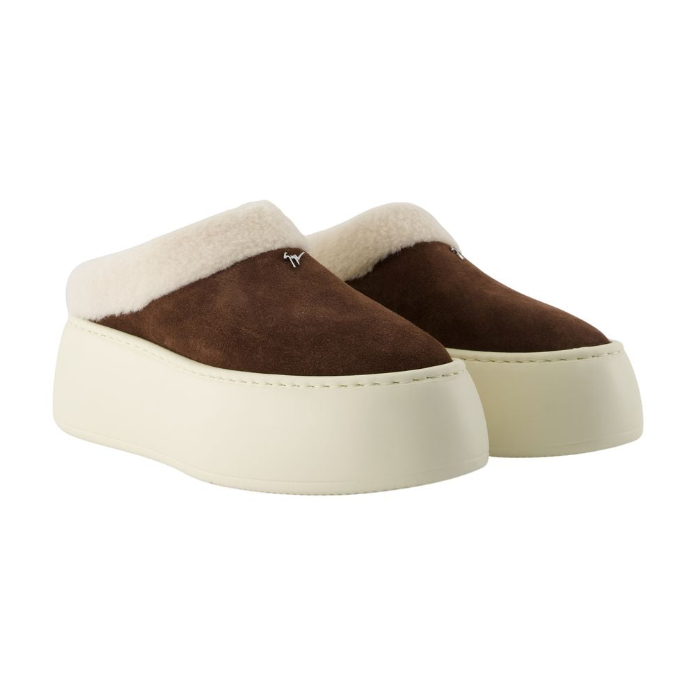GIUSEPPE ZANOTTI Velour Slip-On Sandals for Women