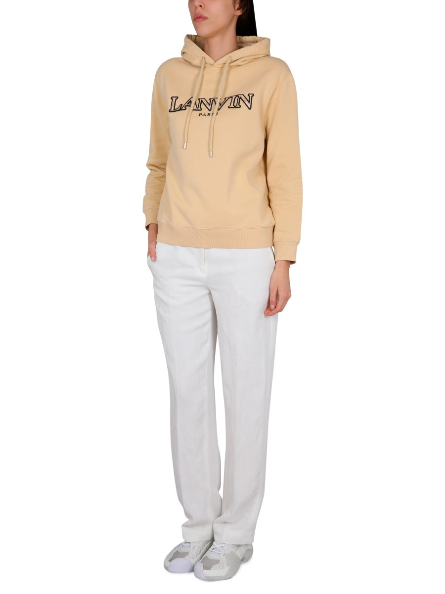 LANVIN Logo Embroidered Sweatshirt with Drawstring Hood for Women