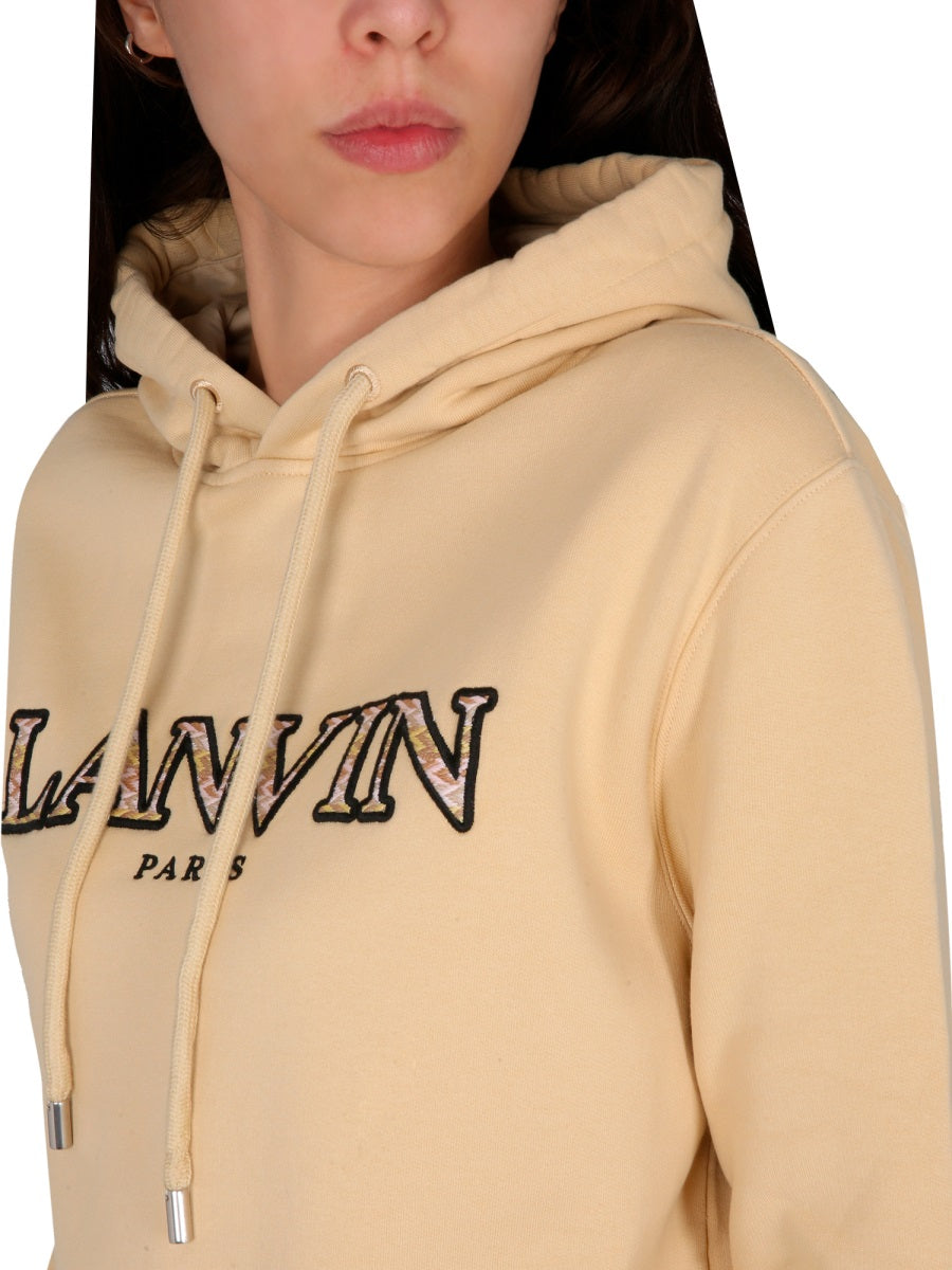 LANVIN Logo Embroidered Sweatshirt with Drawstring Hood for Women