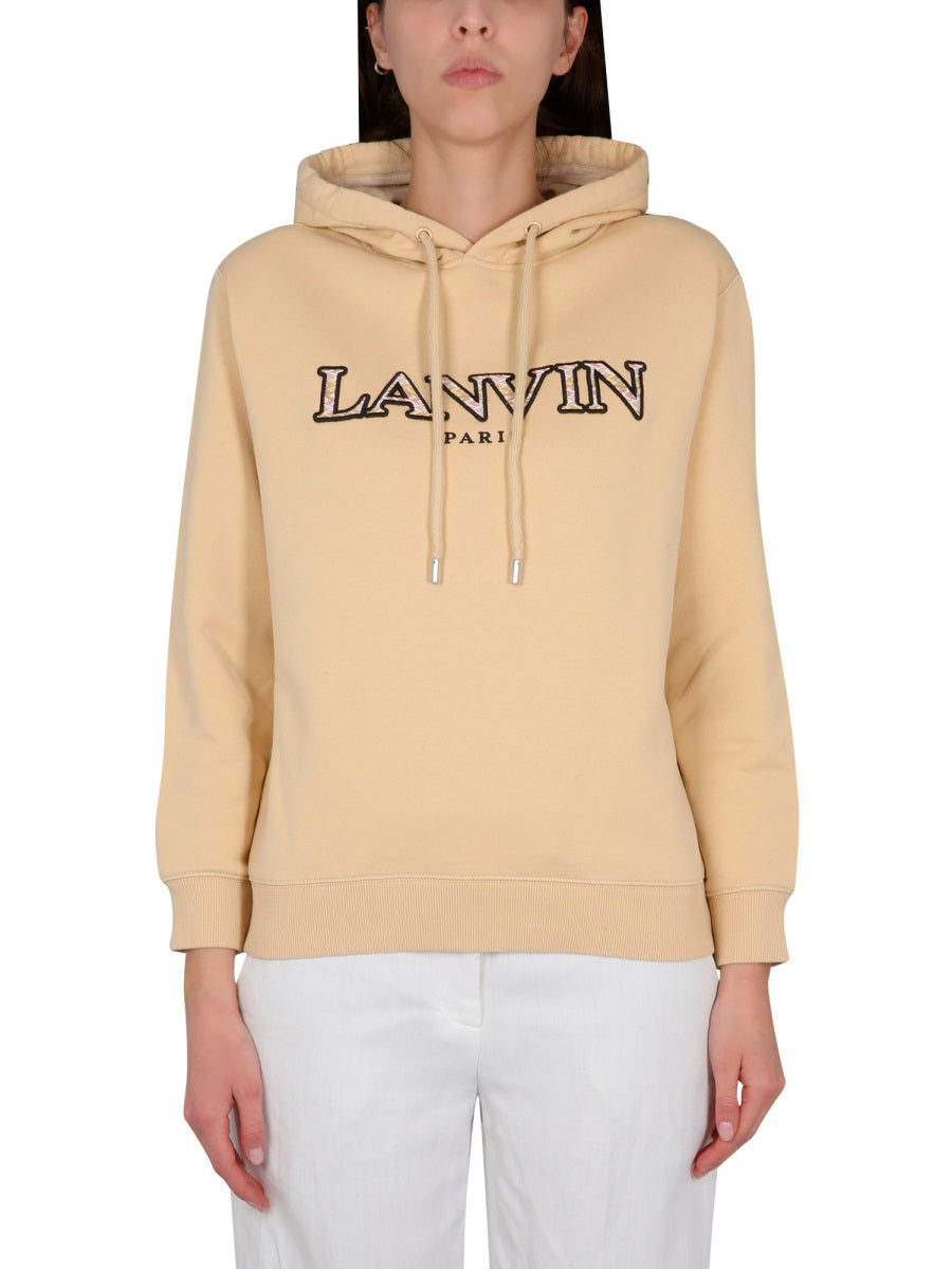 LANVIN Logo Embroidered Sweatshirt with Drawstring Hood for Women
