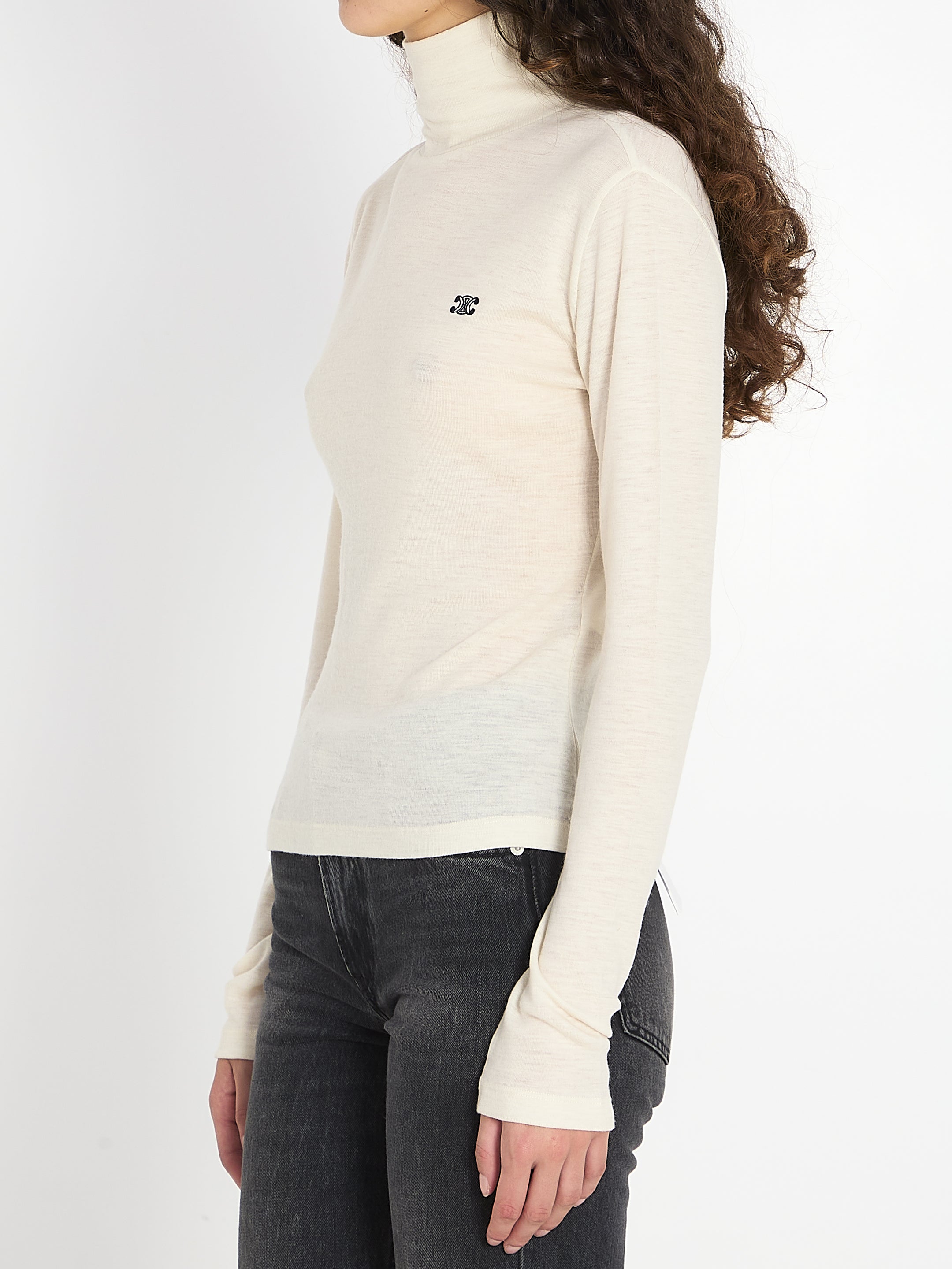 CELINE Women's High Neck Wool Top - Regular Fit