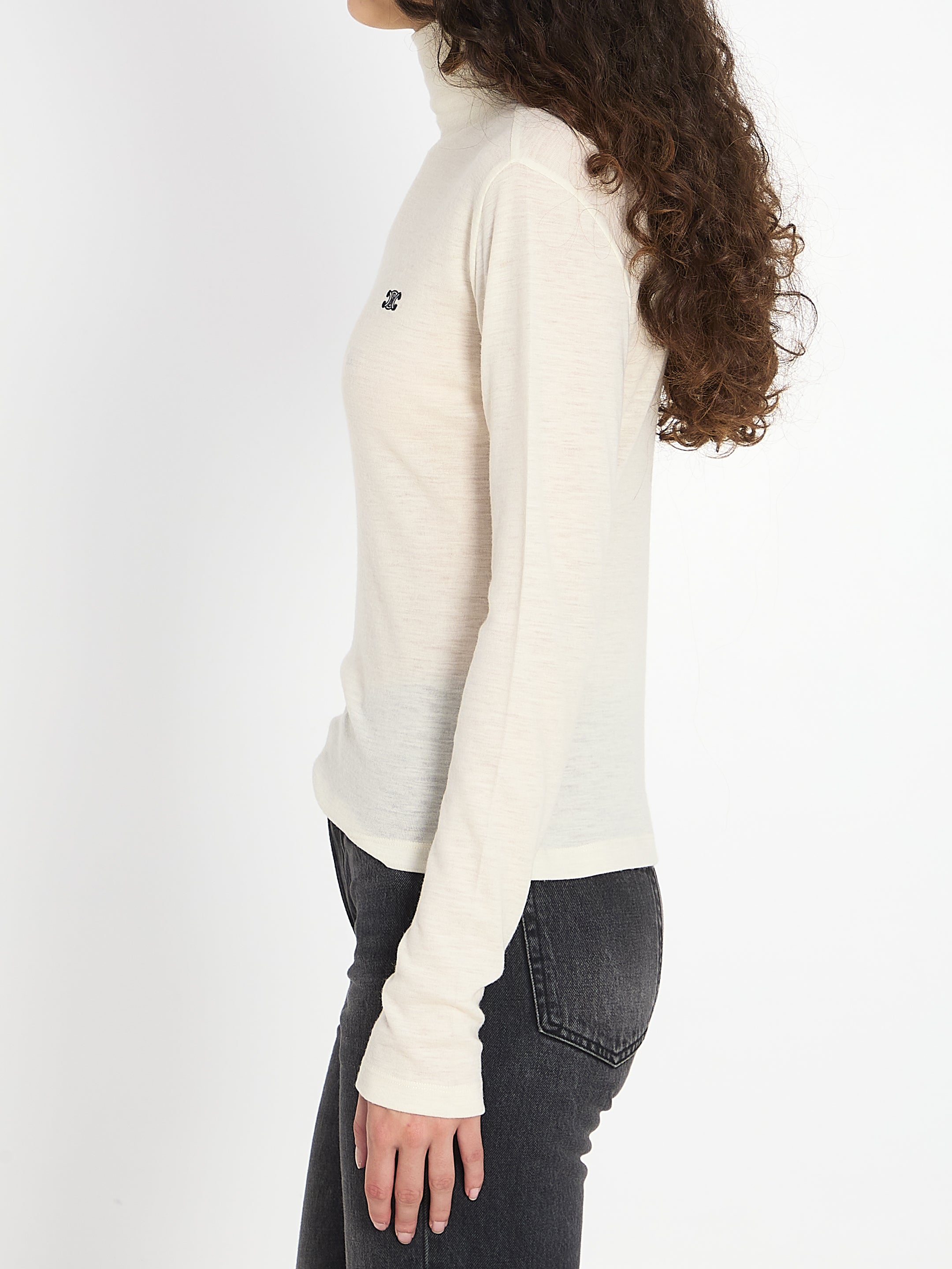 CELINE Women's High Neck Wool Top - Regular Fit