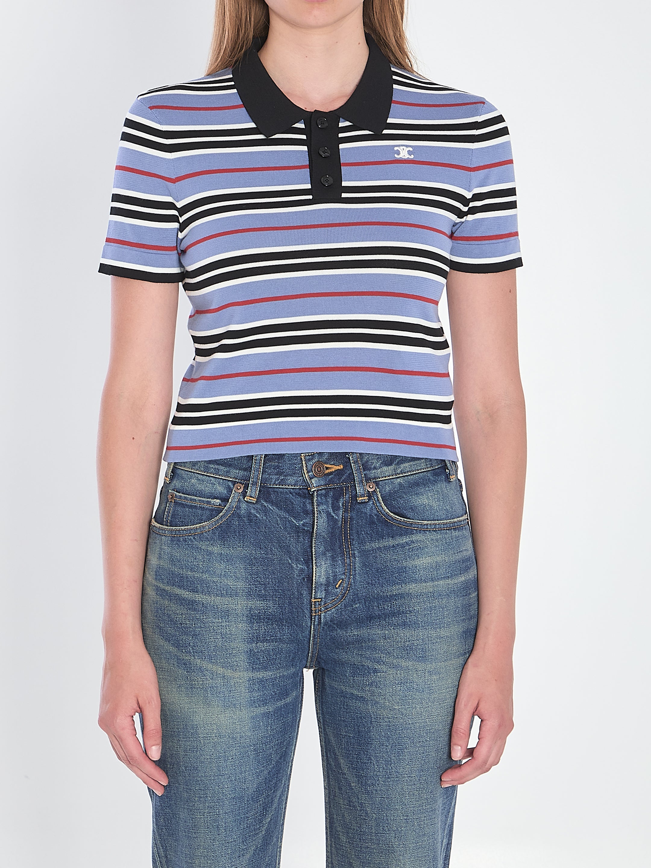 CELINE Cropped Polo with Classic Collar - Size M