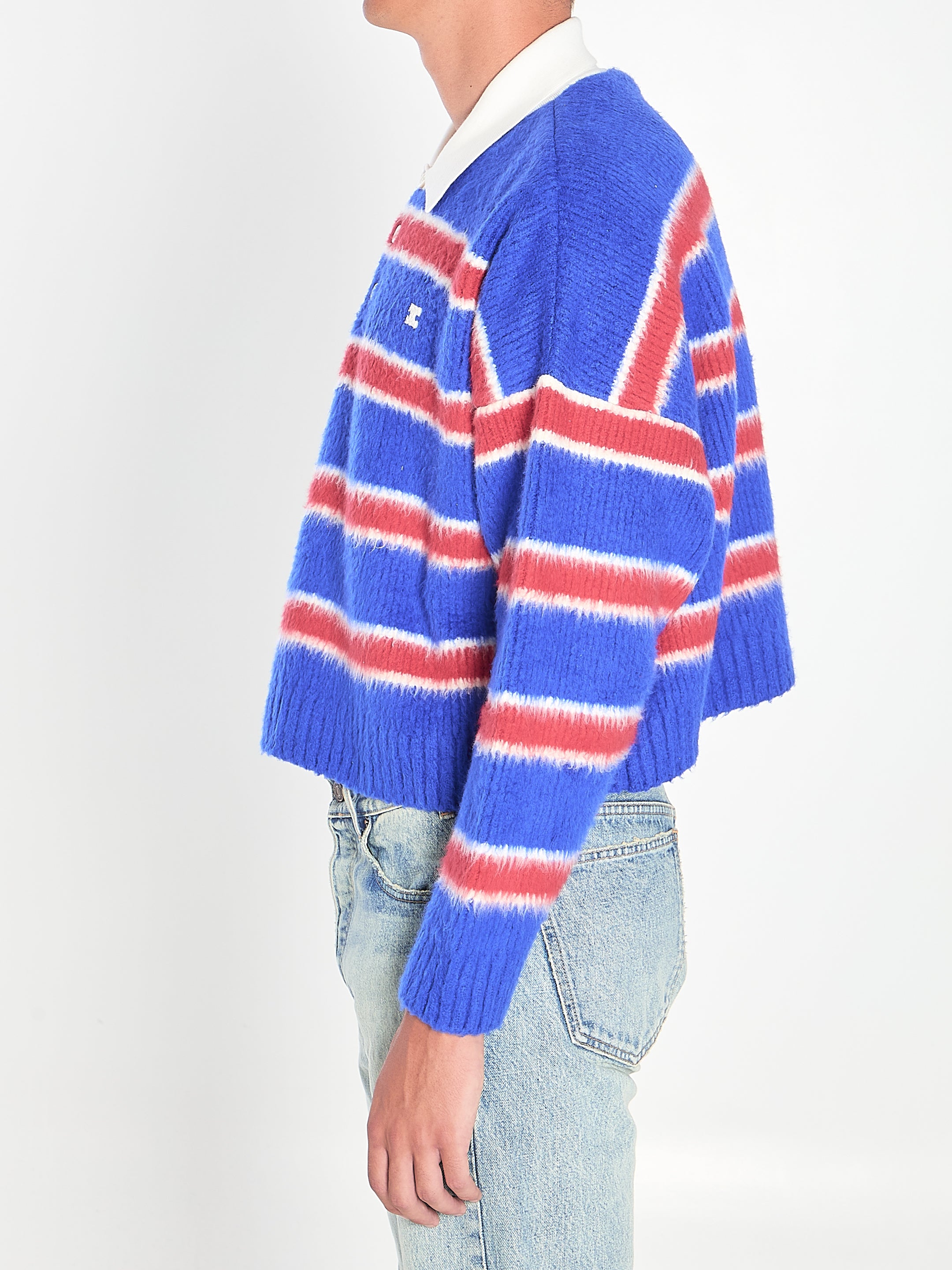 CELINE Cropped Striped Polo-Style Knit - Size M