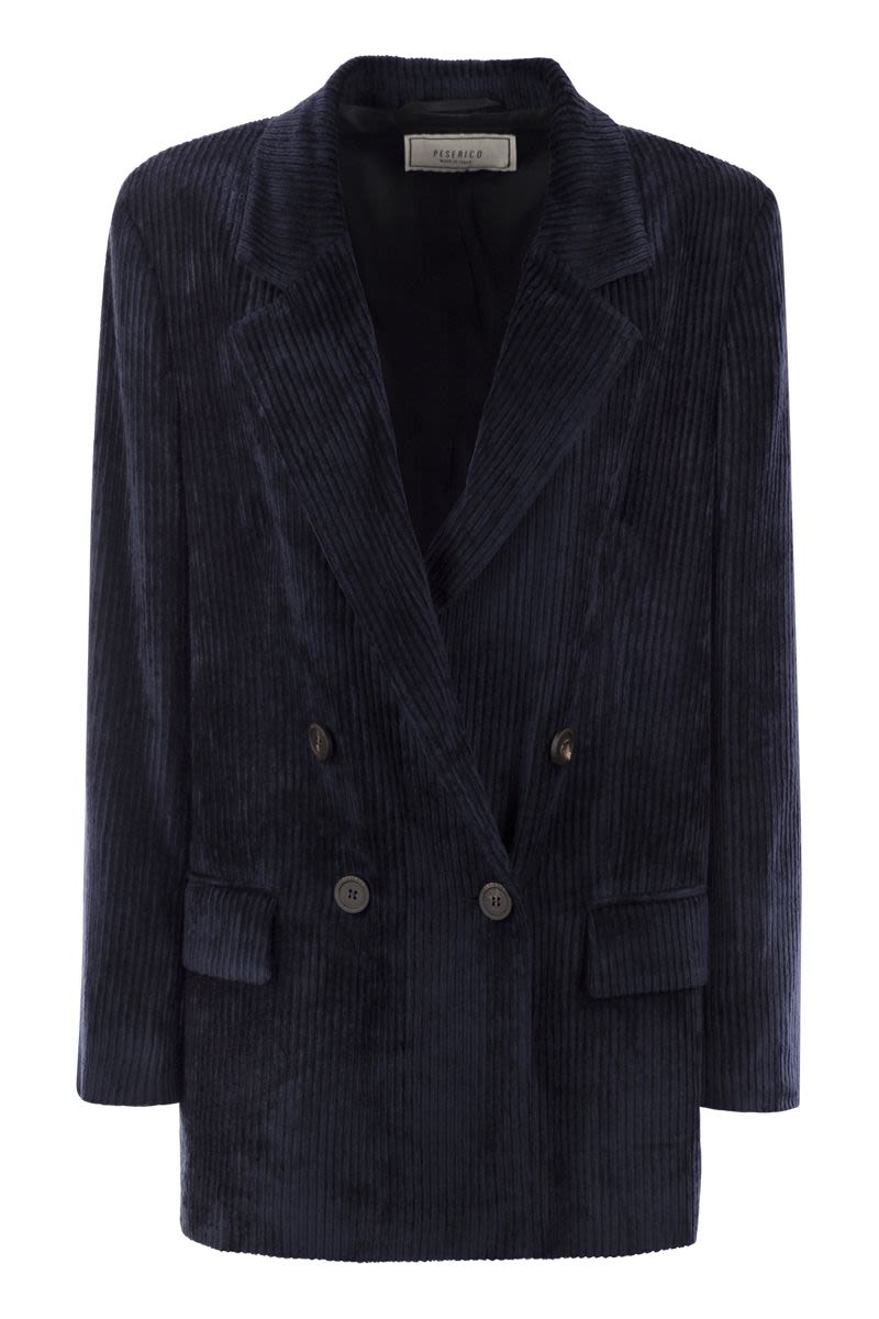 PESERICO Velvet Double-Breasted Blazer