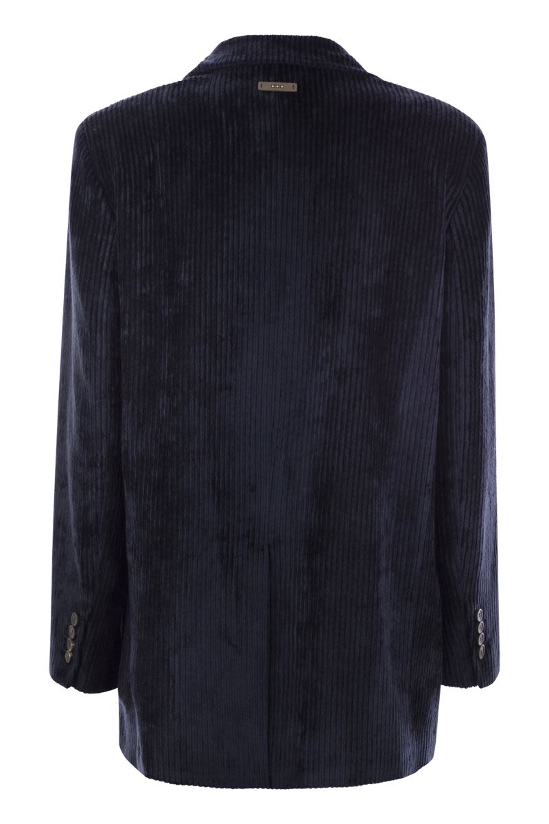 PESERICO Velvet Double-Breasted Blazer