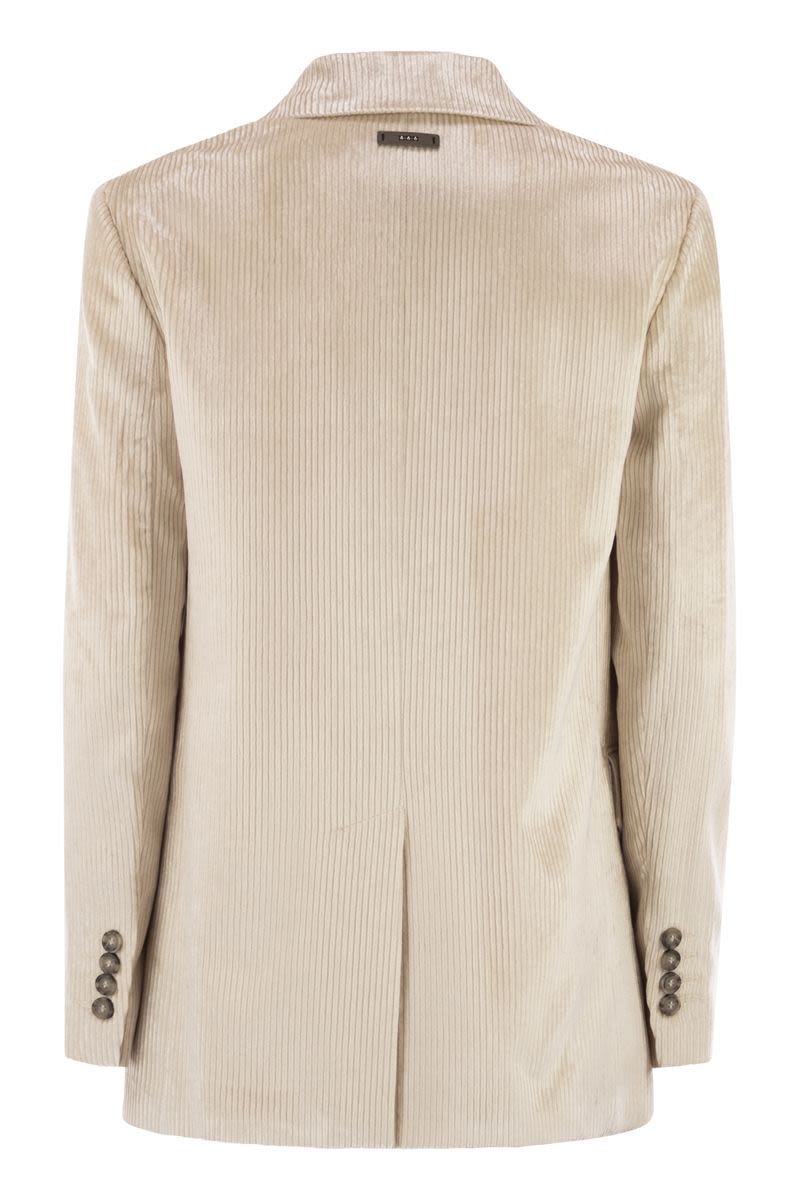 PESERICO Fluid Stretch Velvet Blazer with Stripes