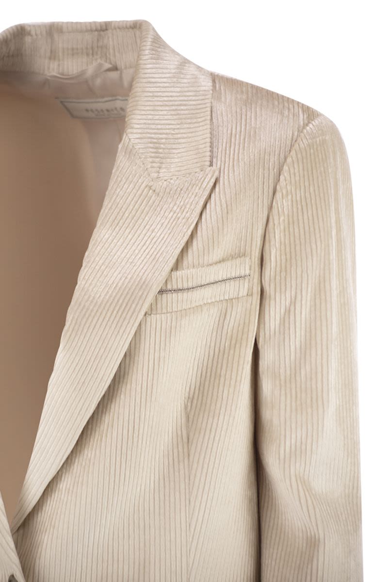 PESERICO Fluid Stretch Velvet Blazer with Stripes