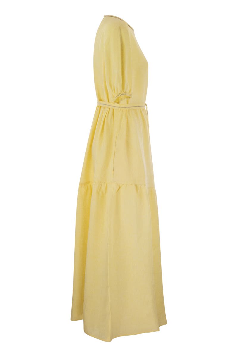 PESERICO Elegant Long Dress in Pure Linen