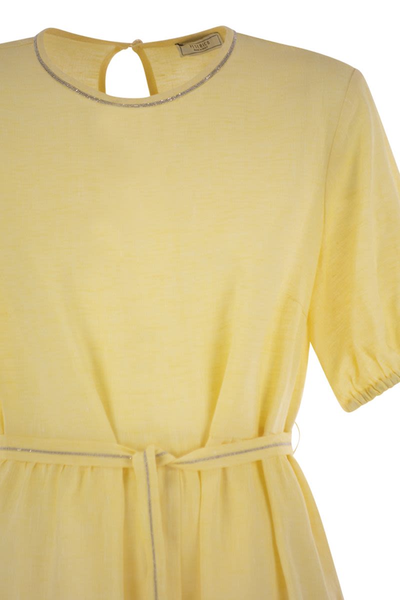 PESERICO Elegant Long Dress in Pure Linen