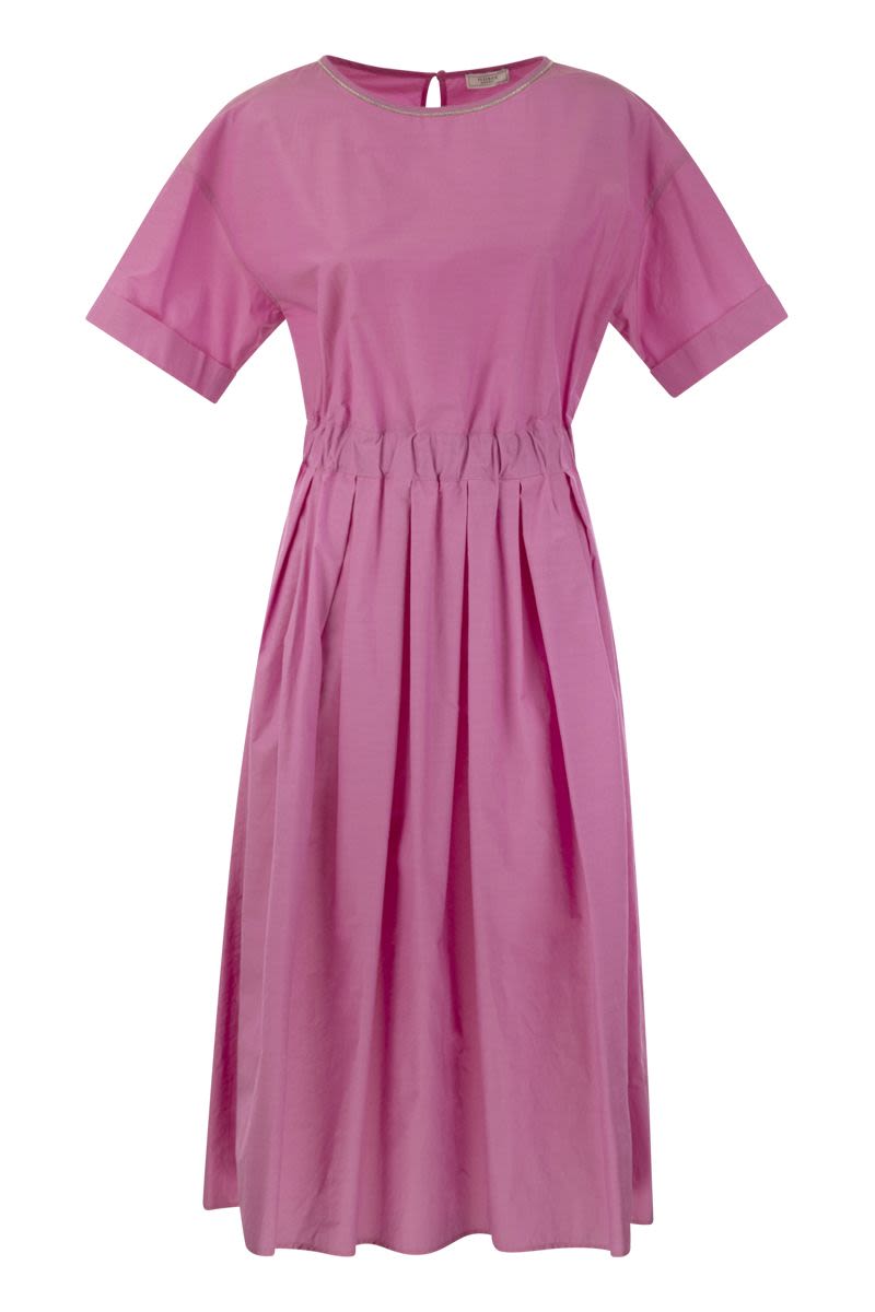 PESERICO Elegant Cotton-Blend Midi Dress with Light Stitch Detail