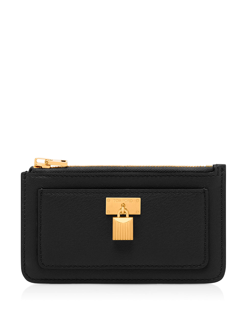 TOM FORD Natural Grain Leather Mini Padlock Zipped Card Holder