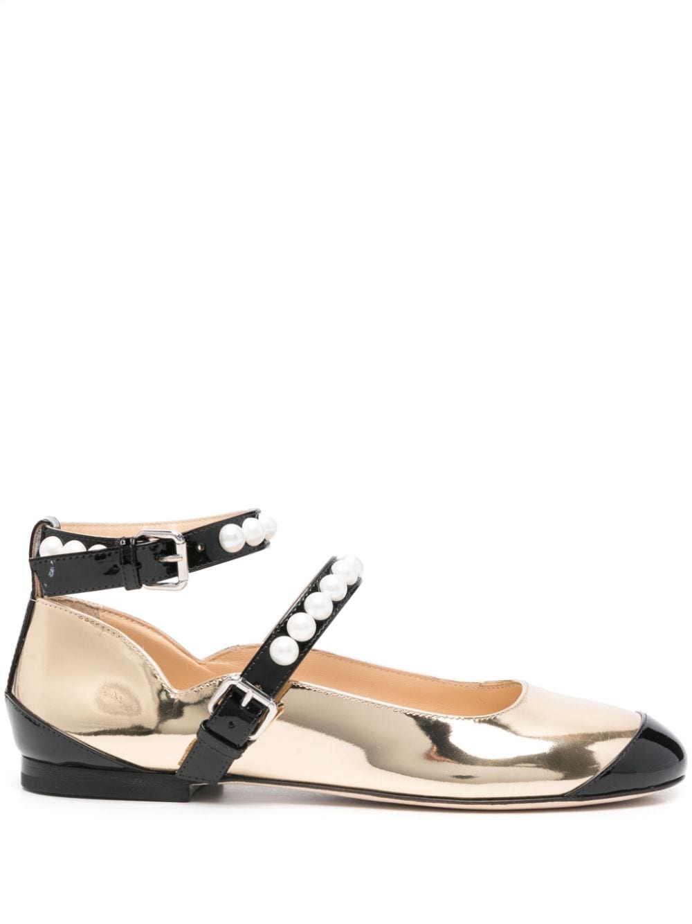 MACH & MACH Leather Bicolor Ballet Flats for Women