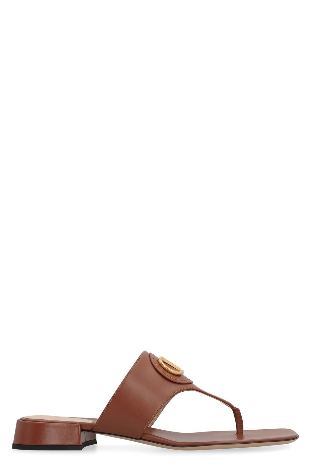 VALENTINO VLOGO Signature Leather Slide Sandals - Square Toeline