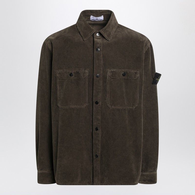 STONE ISLAND Military Green Corduroy Shirt for Men - FW25
