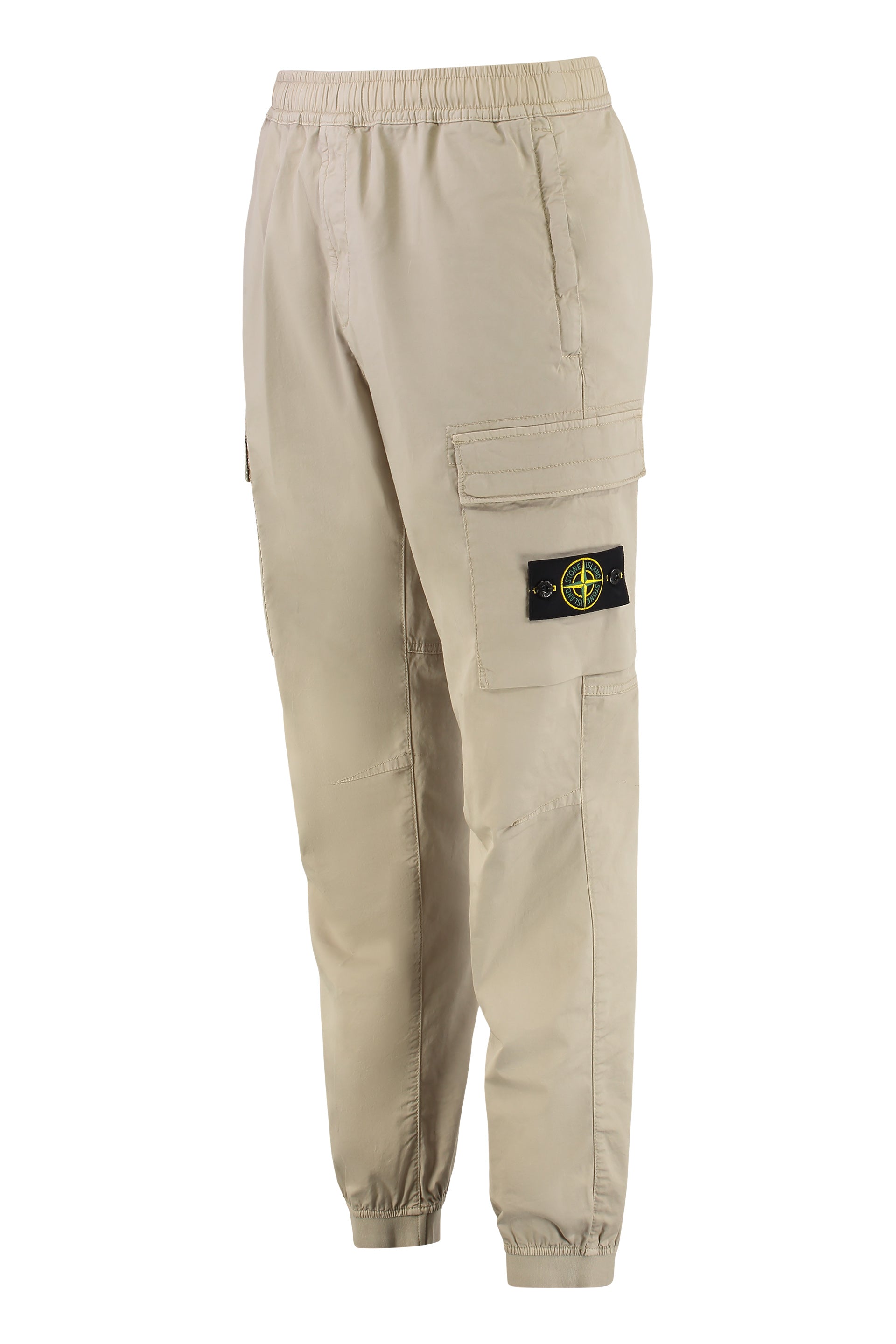 STONE ISLAND Men's Cotton Cargo Pants with Elastic Waist and Hem