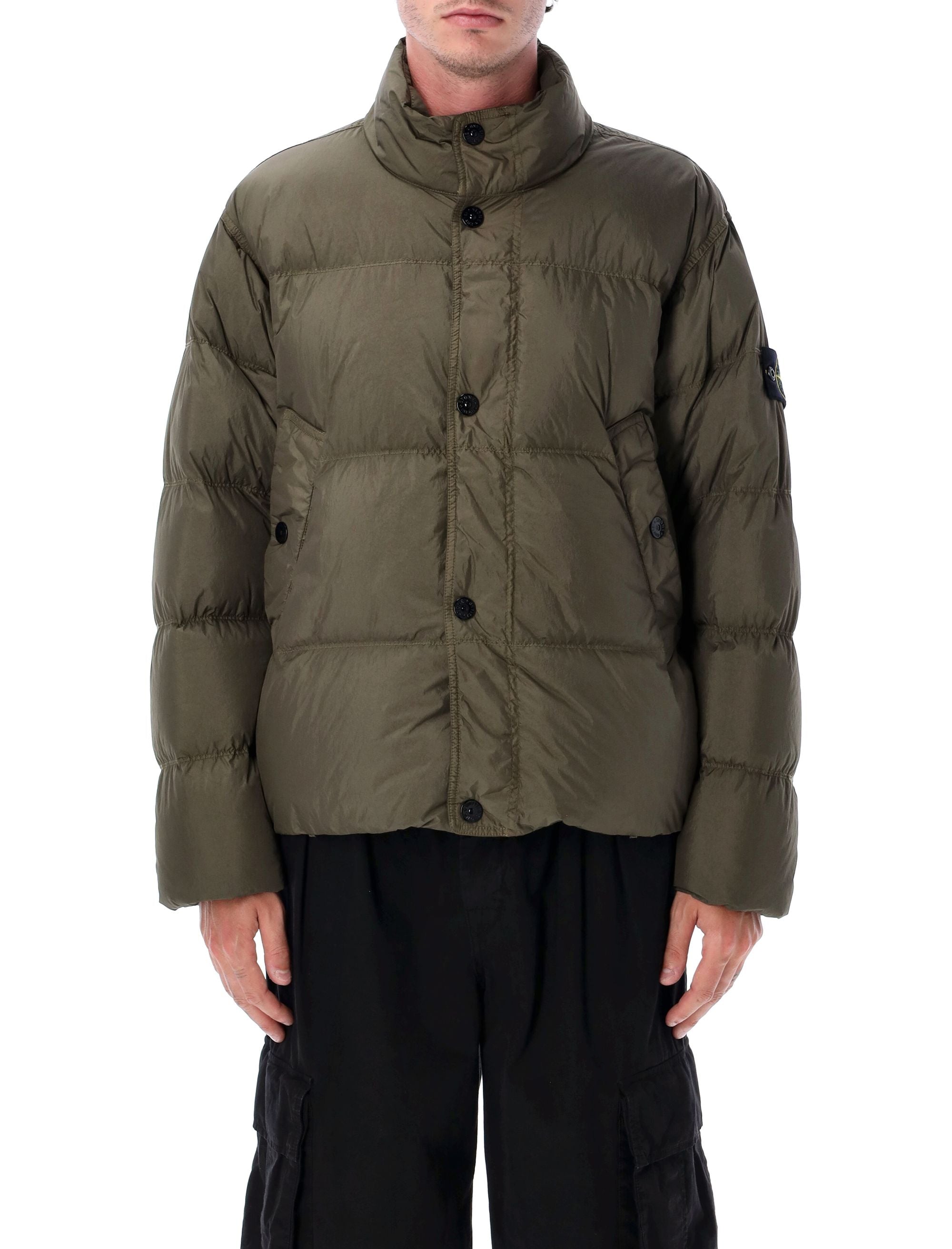 STONE ISLAND Crinkle Effect Down Jacket - Size L