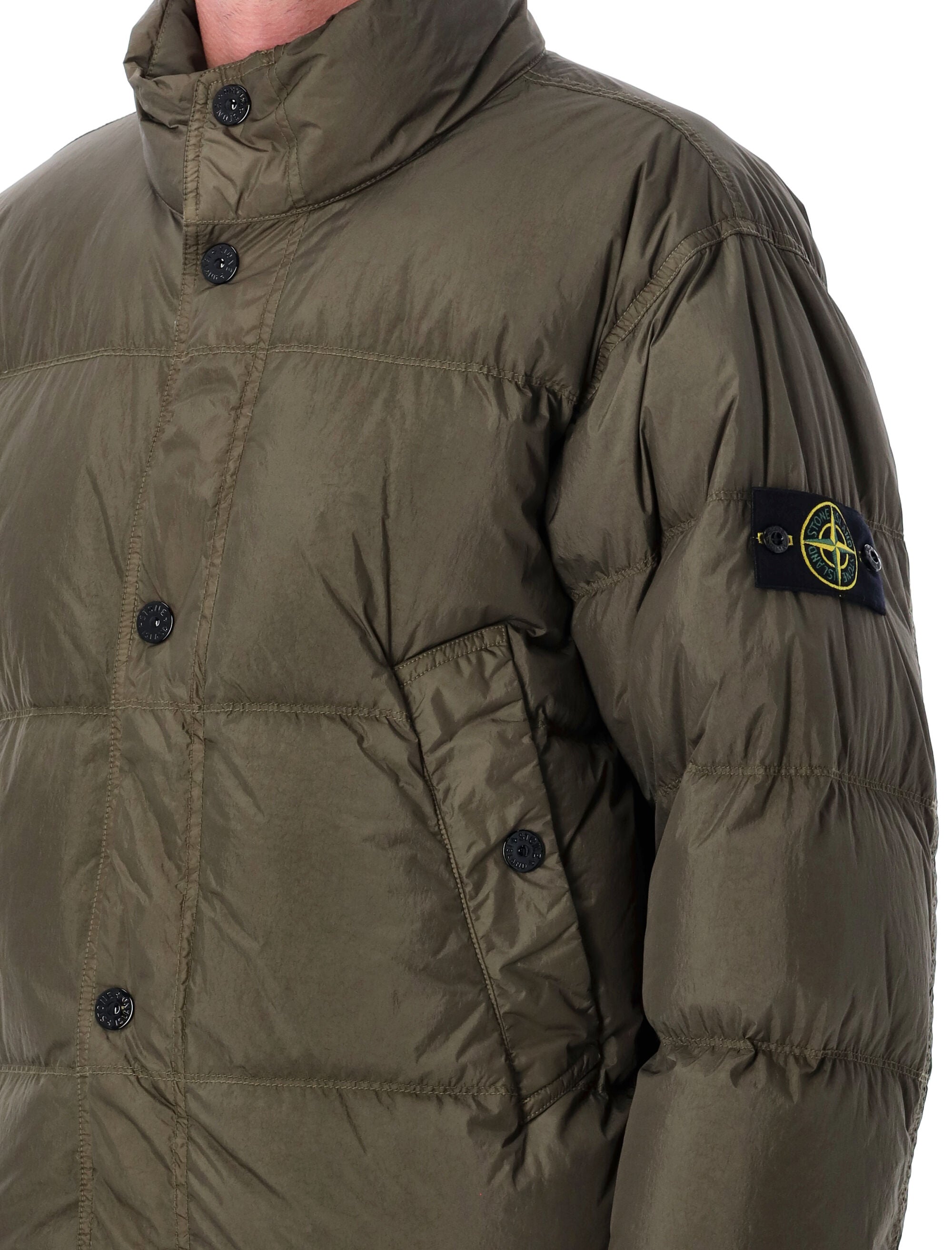 STONE ISLAND Crinkle Effect Down Jacket - Size L