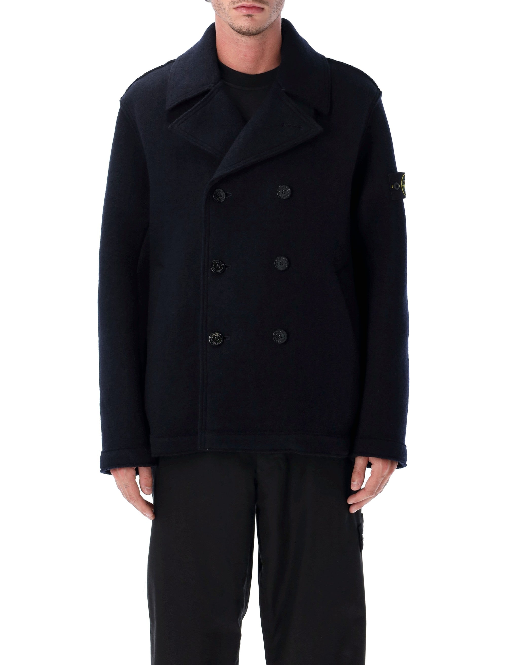 STONE ISLAND Oversized Double-Breasted Wool Jacket - Size L