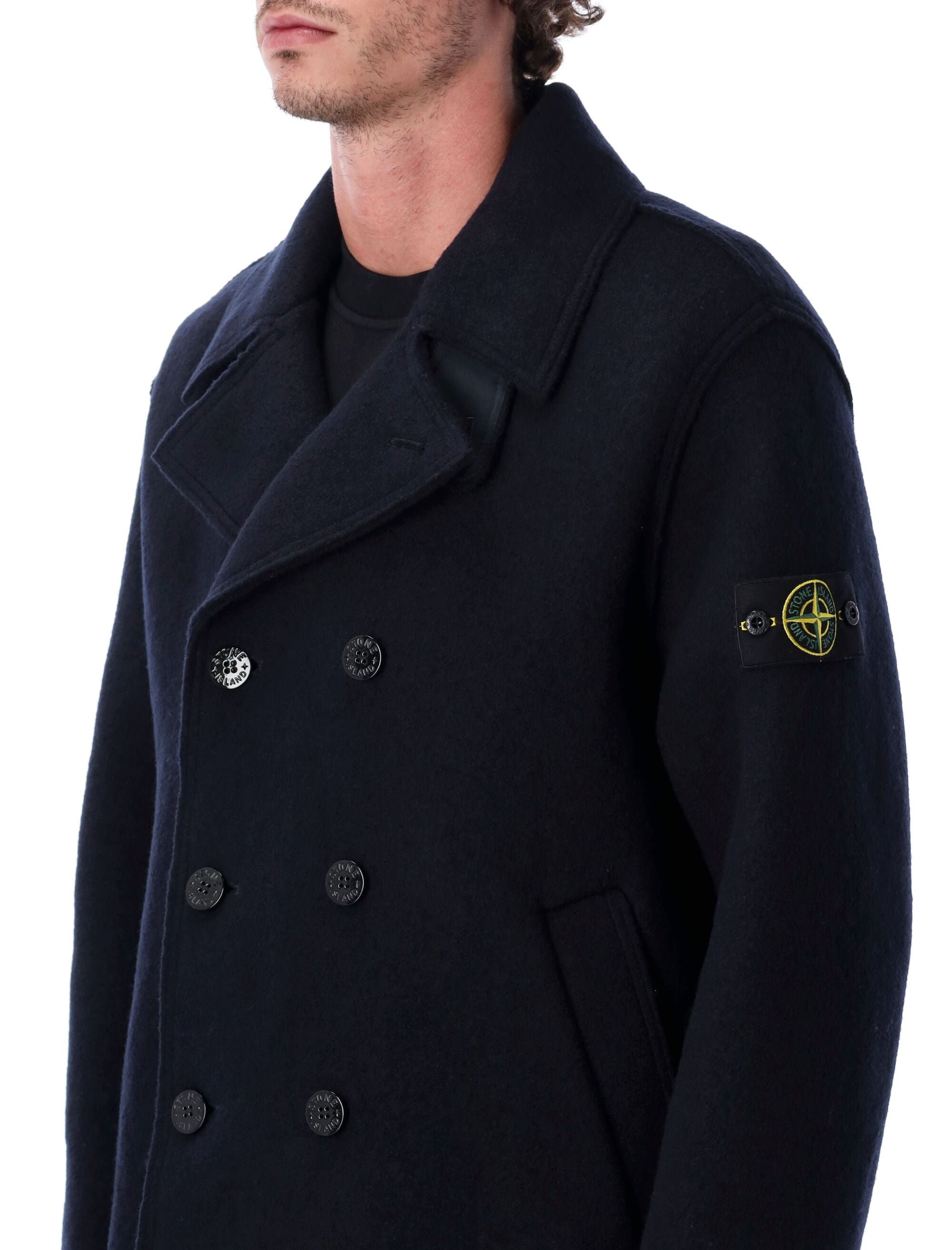 STONE ISLAND Oversized Double-Breasted Wool Jacket - Size L