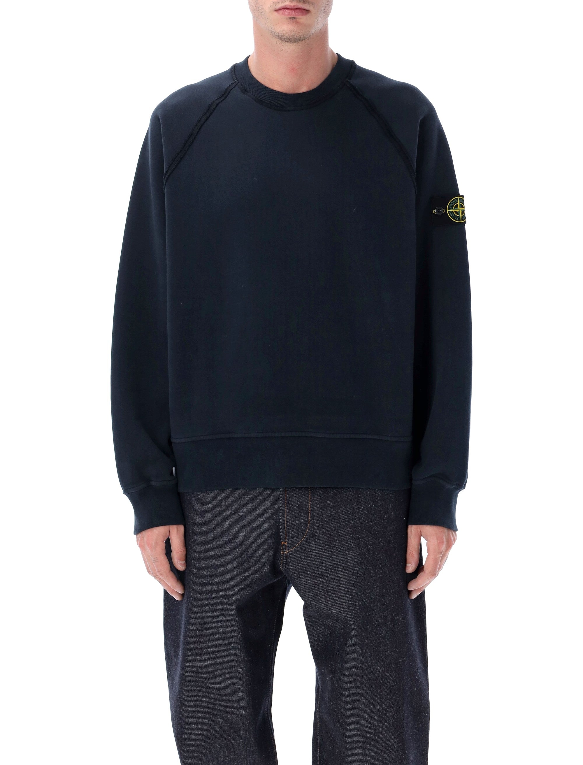 STONE ISLAND Oversized Crewneck Sweatshirt in Brushed Organic Cotton - Size L