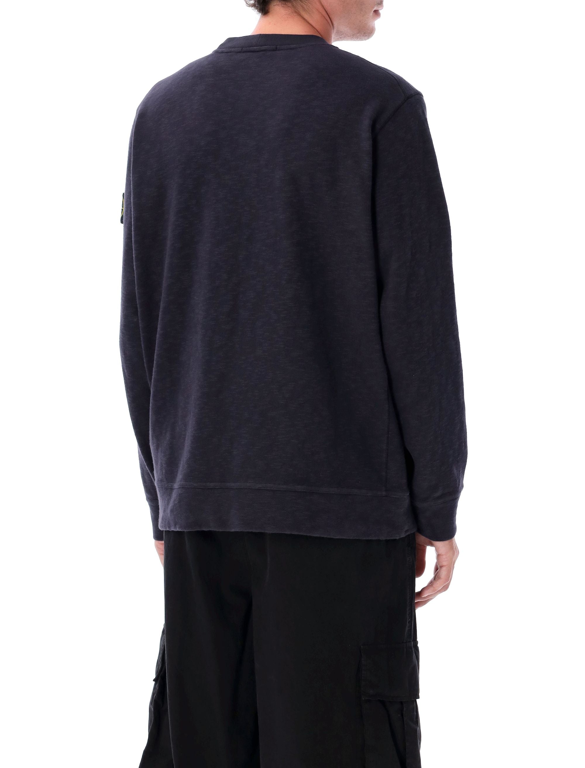 STONE ISLAND Textured Crew Neck Cotton Sweatshirt - Size L