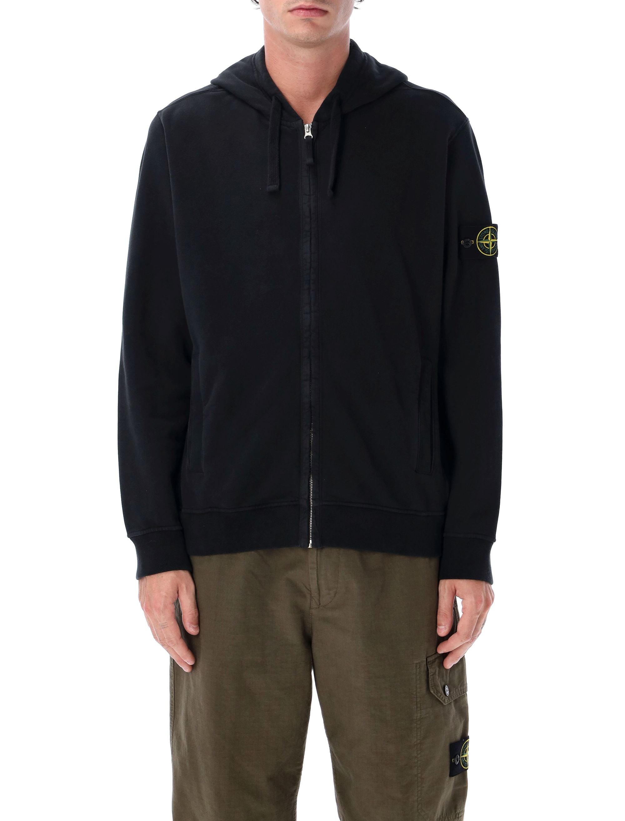 STONE ISLAND Brushed Organic Cotton Zip-Up Hoodie - Large