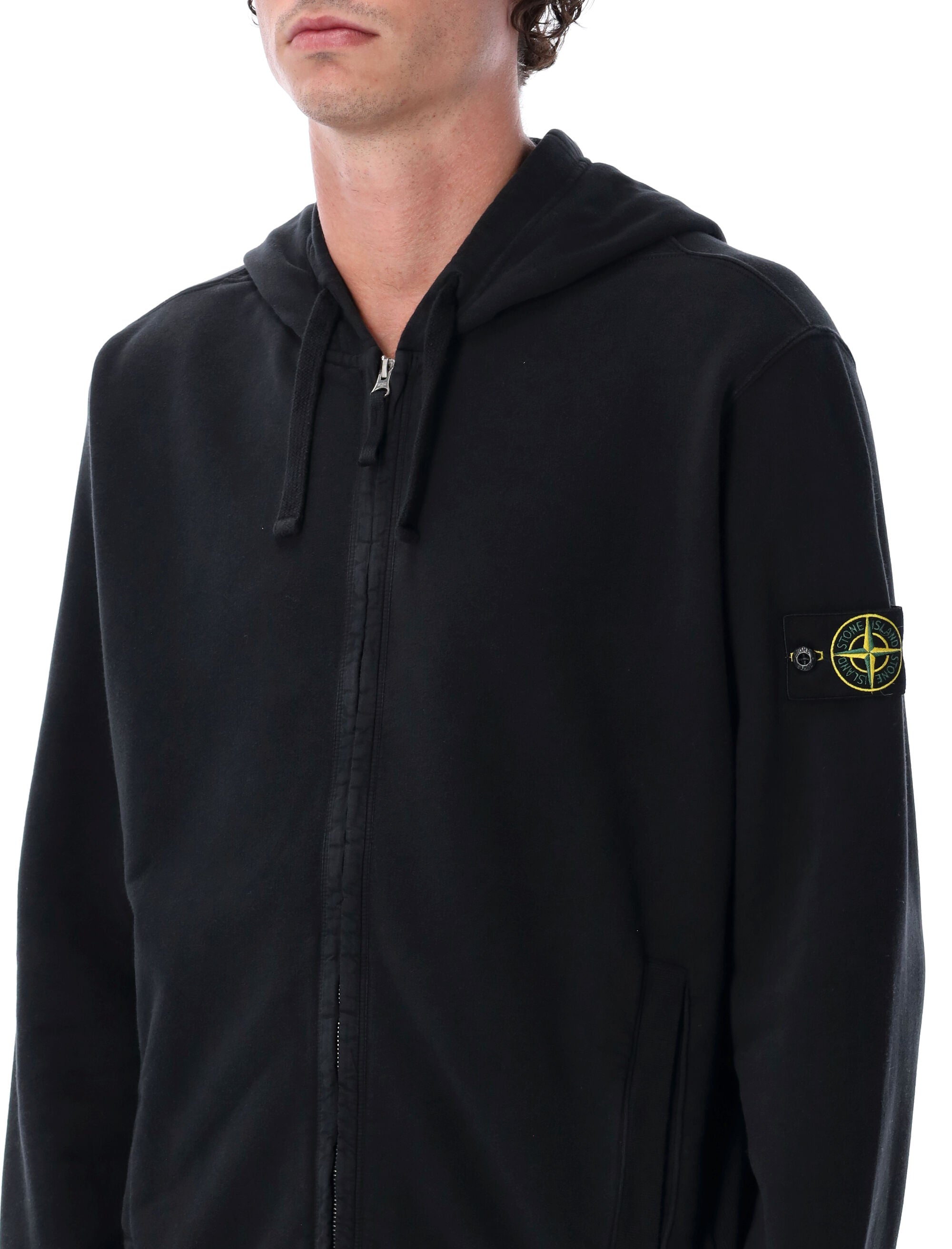 STONE ISLAND Brushed Organic Cotton Zip-Up Hoodie - Large