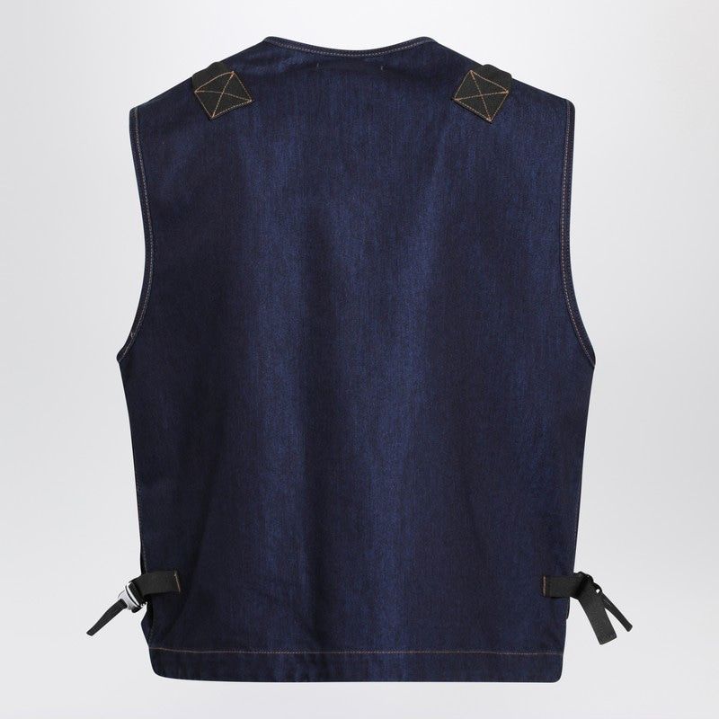 STONE ISLAND Indigo Blue Zip Vest for Men