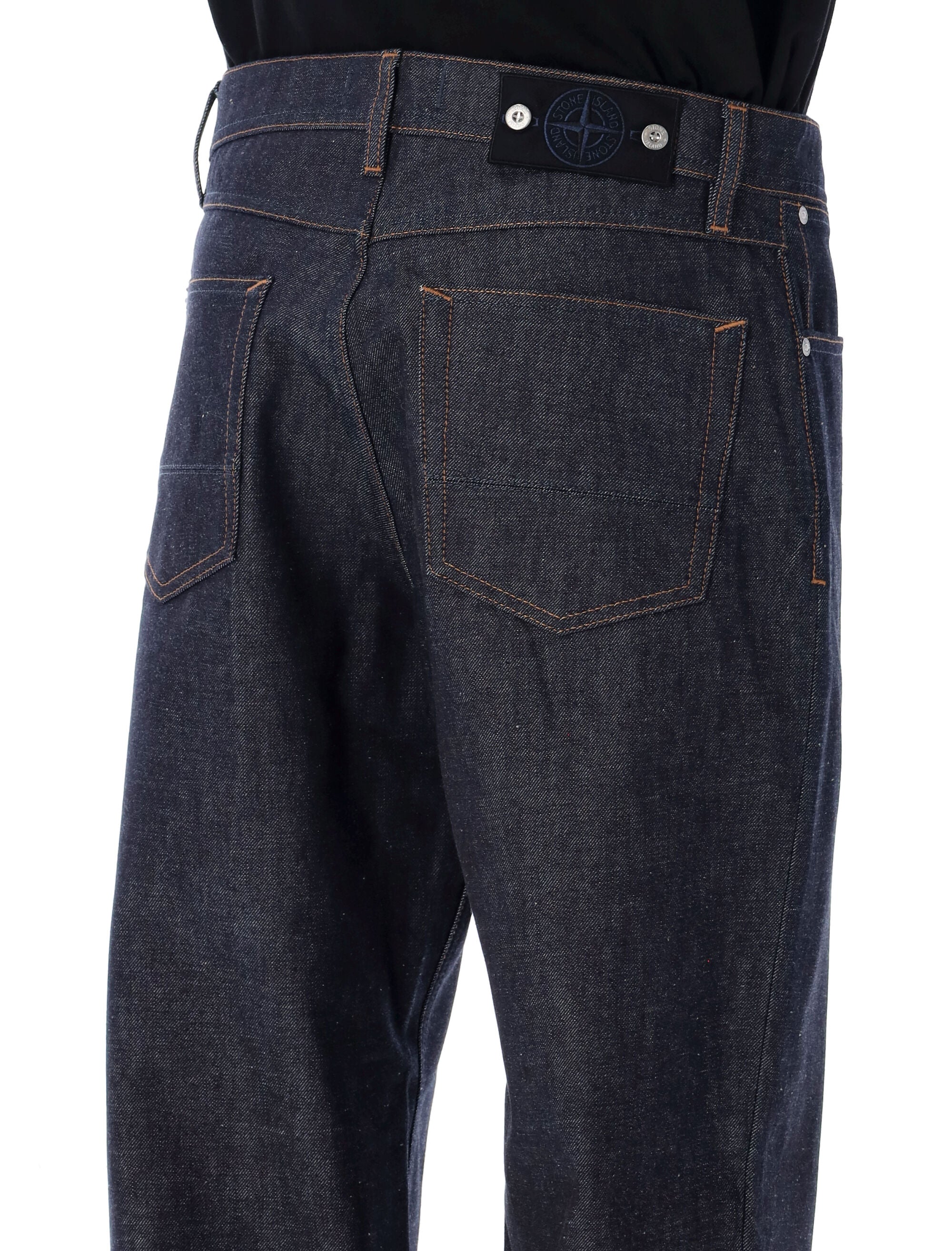 STONE ISLAND Loose Fit Indigo Raw Denim Jeans (32)