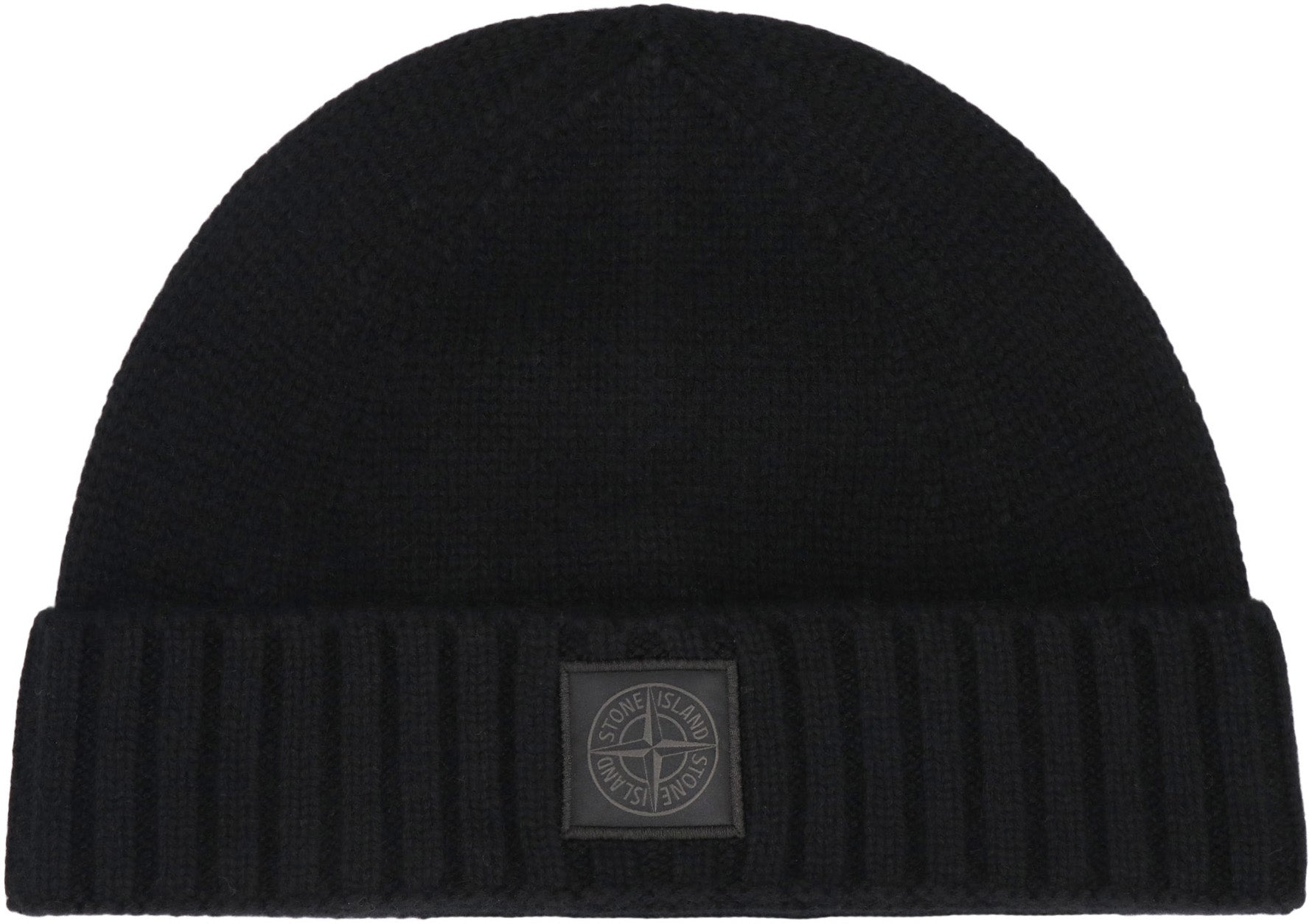 STONE ISLAND Cashmere Hat with Ribbed Cuff and Compass Logo