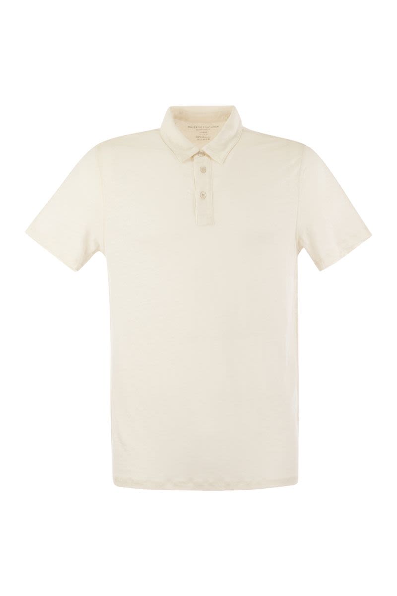 MAJESTIC Men's Short-Sleeved Linen Polo Shirt