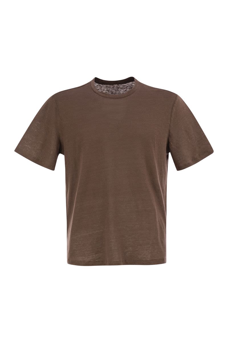 MAJESTIC Crew-Neck Short-Sleeved T-Shirt in Linen