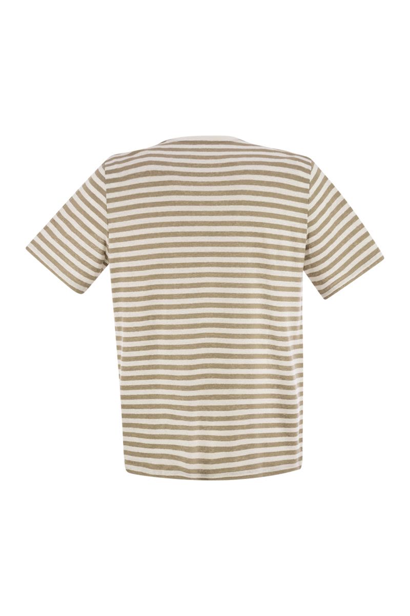 MAJESTIC Slim Fit Striped Linen Crew-Neck T-Shirt