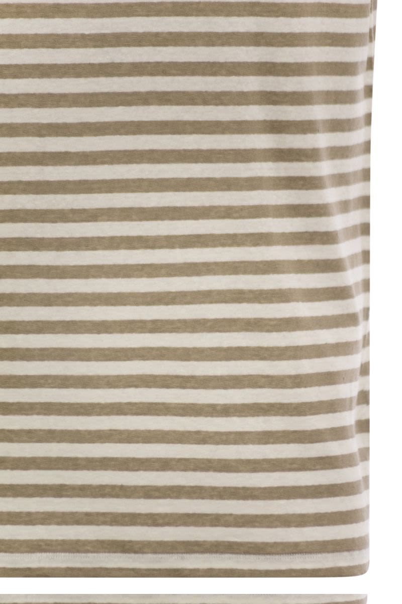 MAJESTIC Slim Fit Striped Linen Crew-Neck T-Shirt