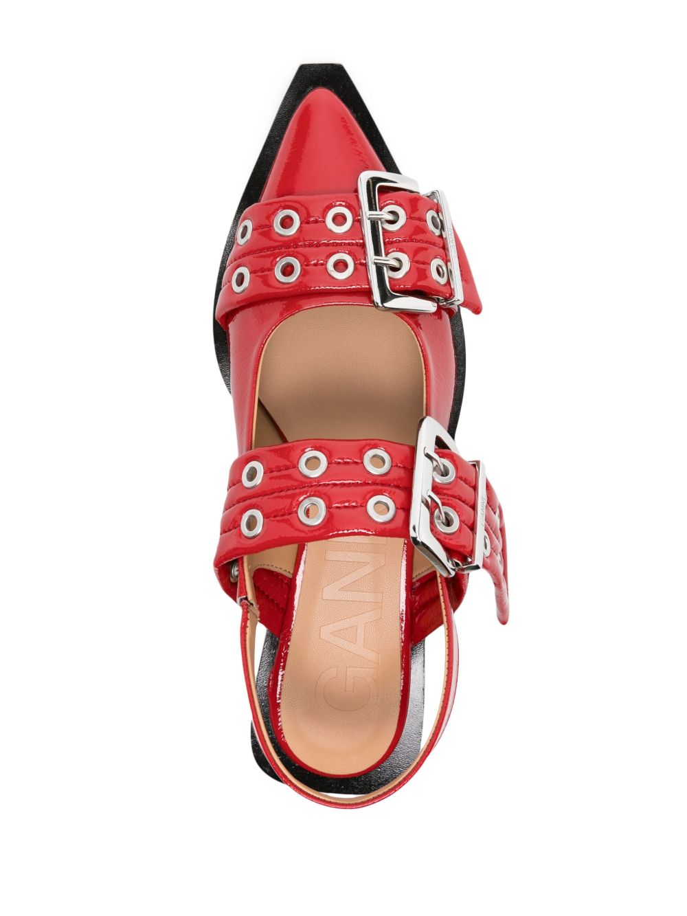 GANNI Square Block Heel Slingback Ballerinas