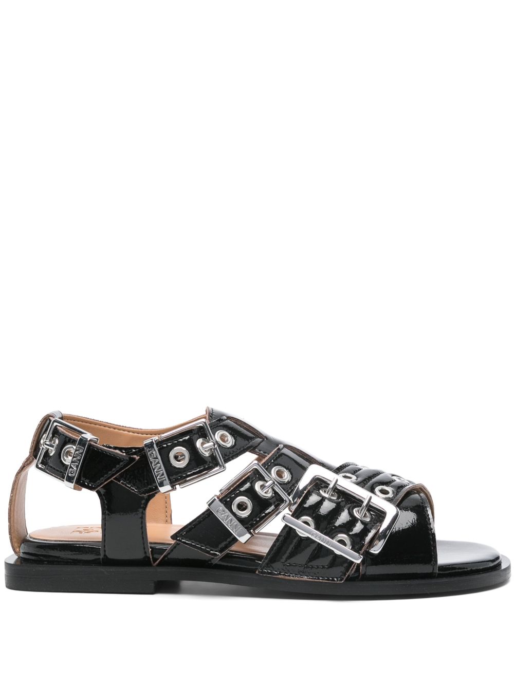 GANNI Feminine Buckle Sandals with Ankle Strap