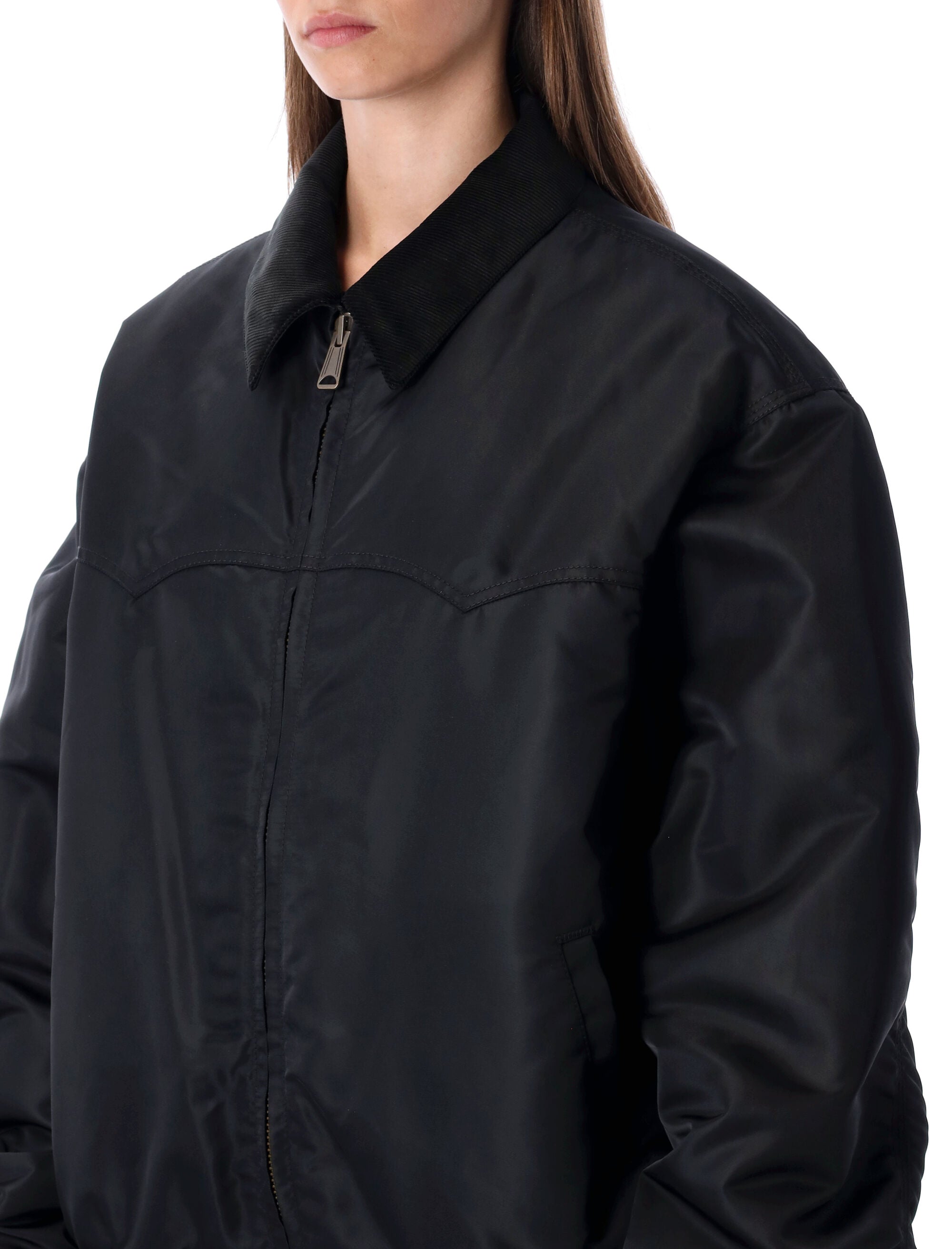MAISON MARGIELA Oversized Nylon Bomber Jacket with Velvet Collar - Size 40