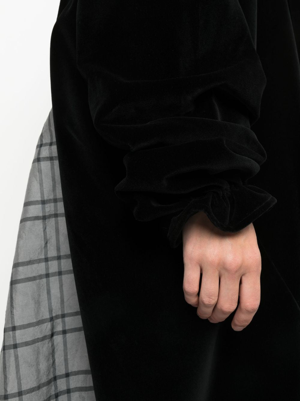 MAISON MARGIELA Bi-Material Flared Dress with Checkered Design