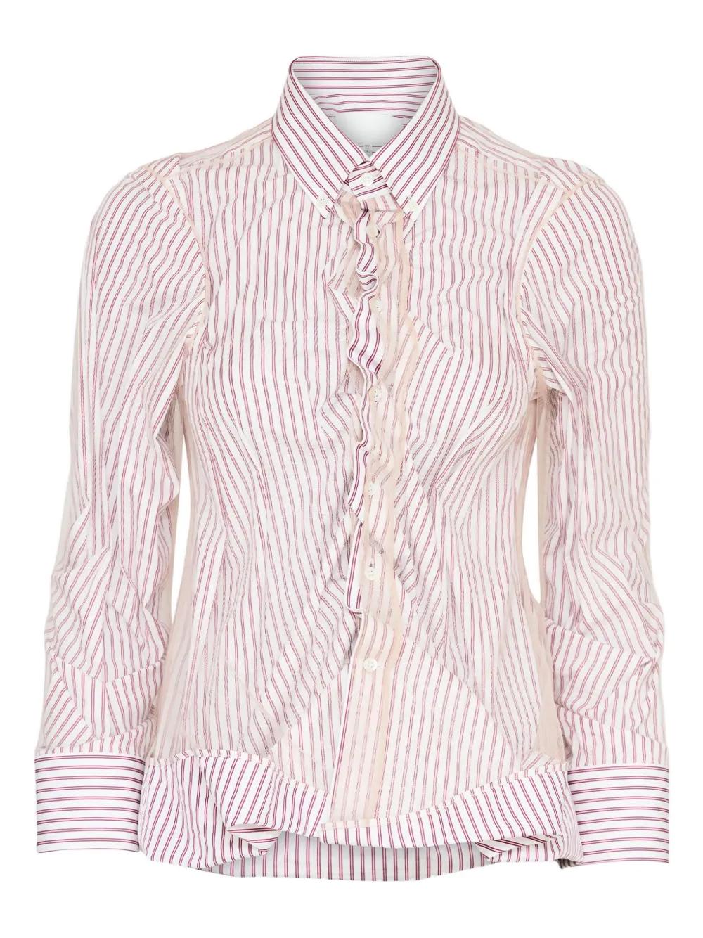 MAISON MARGIELA Striped Ruffled Shirt - FW25 Collection