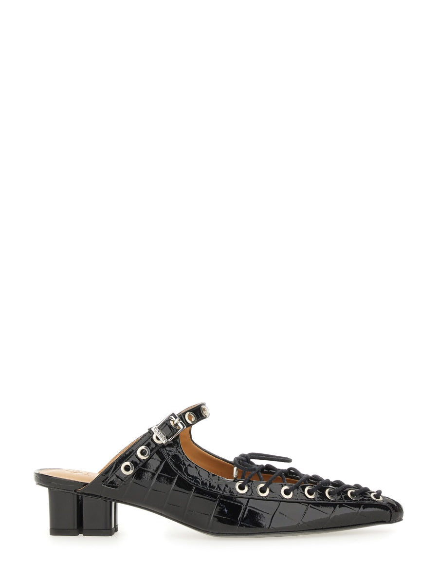 GANNI Recycled Leather Lace-Up Moccasins