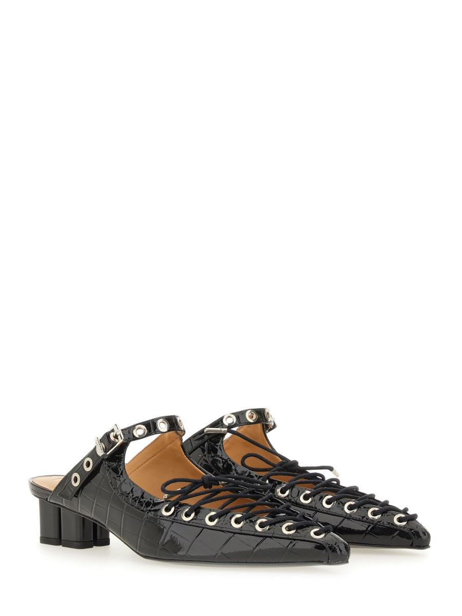 GANNI Recycled Leather Lace-Up Moccasins
