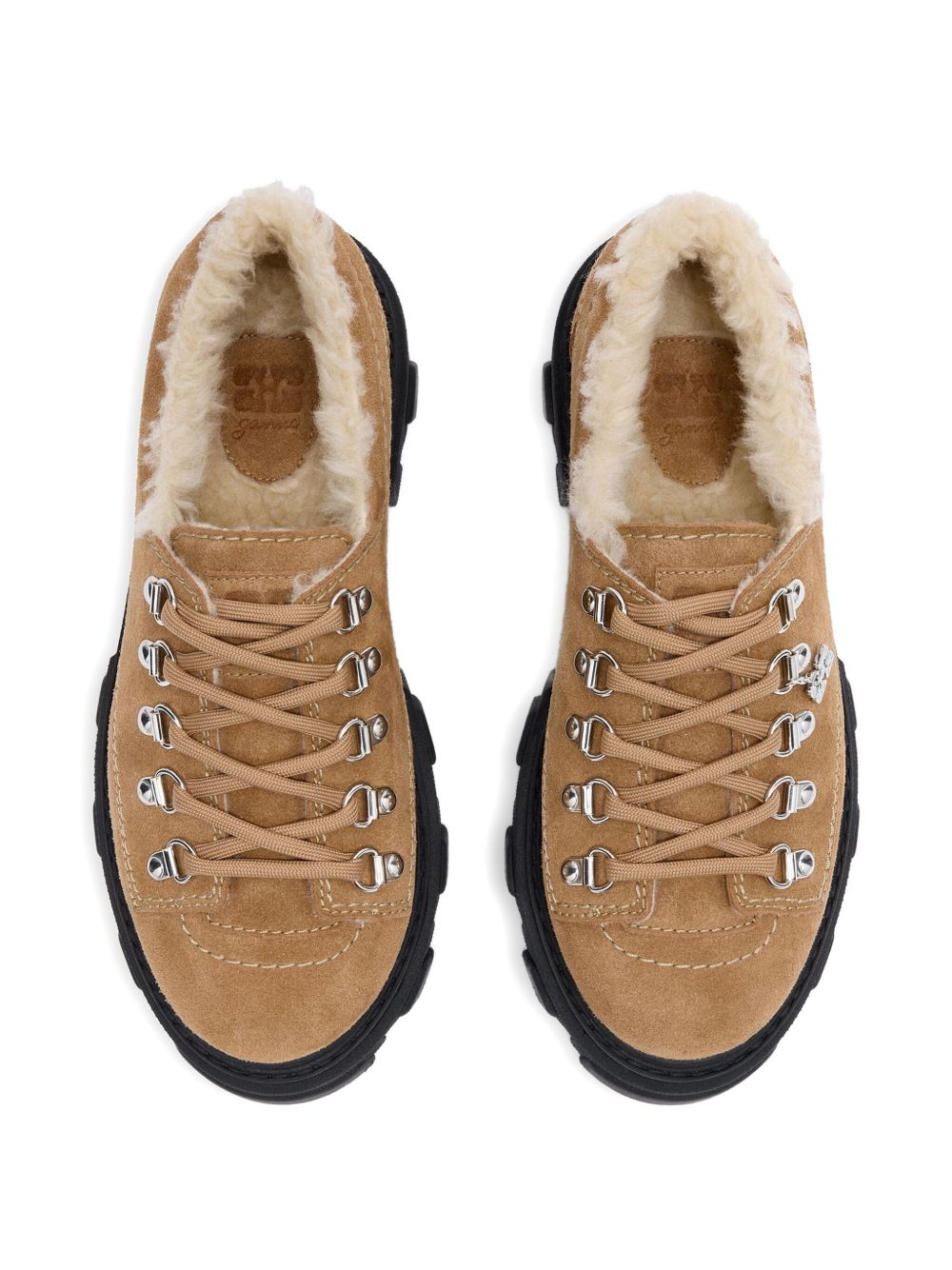 GANNI Women’s Suede Derby Shoes with Shearling Lining