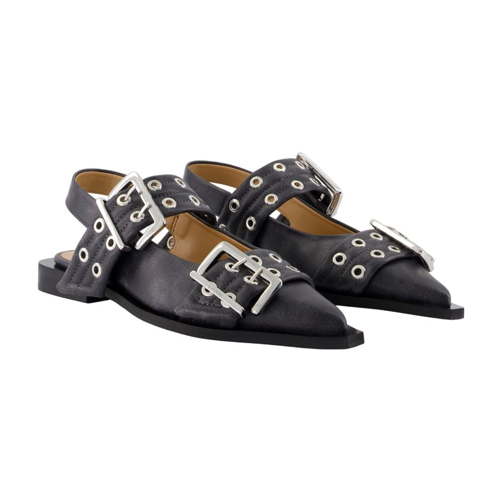 GANNI Feminine Vintage Buckle Ballerinas
