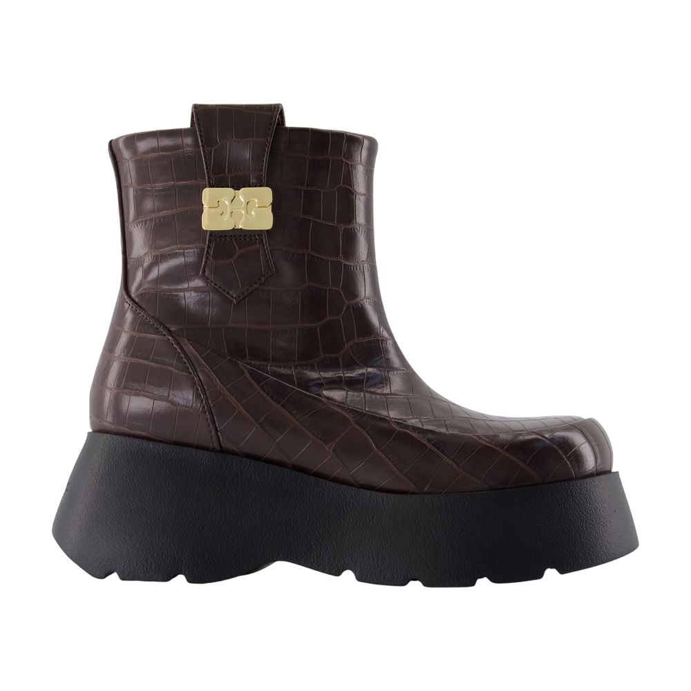 GANNI Low Croco Ankle Boots for Women