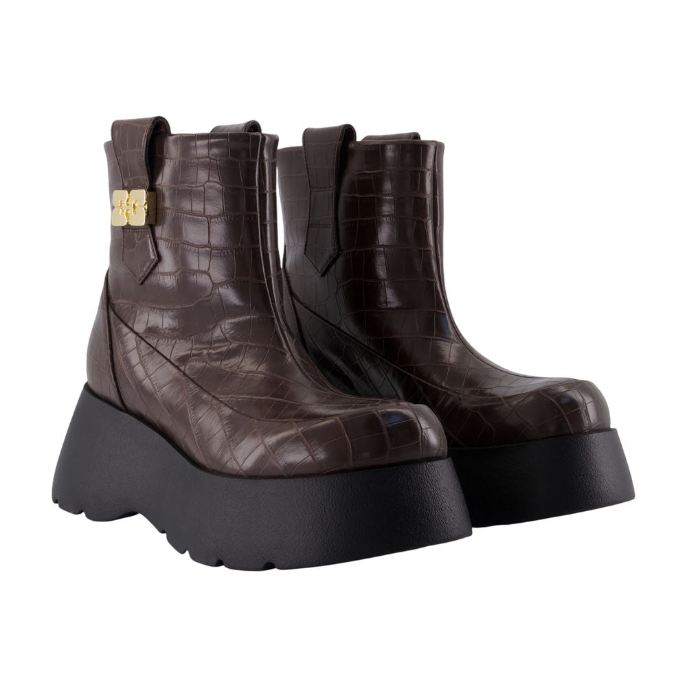 GANNI Low Croco Ankle Boots for Women