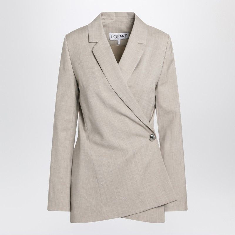 LOEWE Double-Breasted Wool Wrap Jacket for Women - FW25 Collection